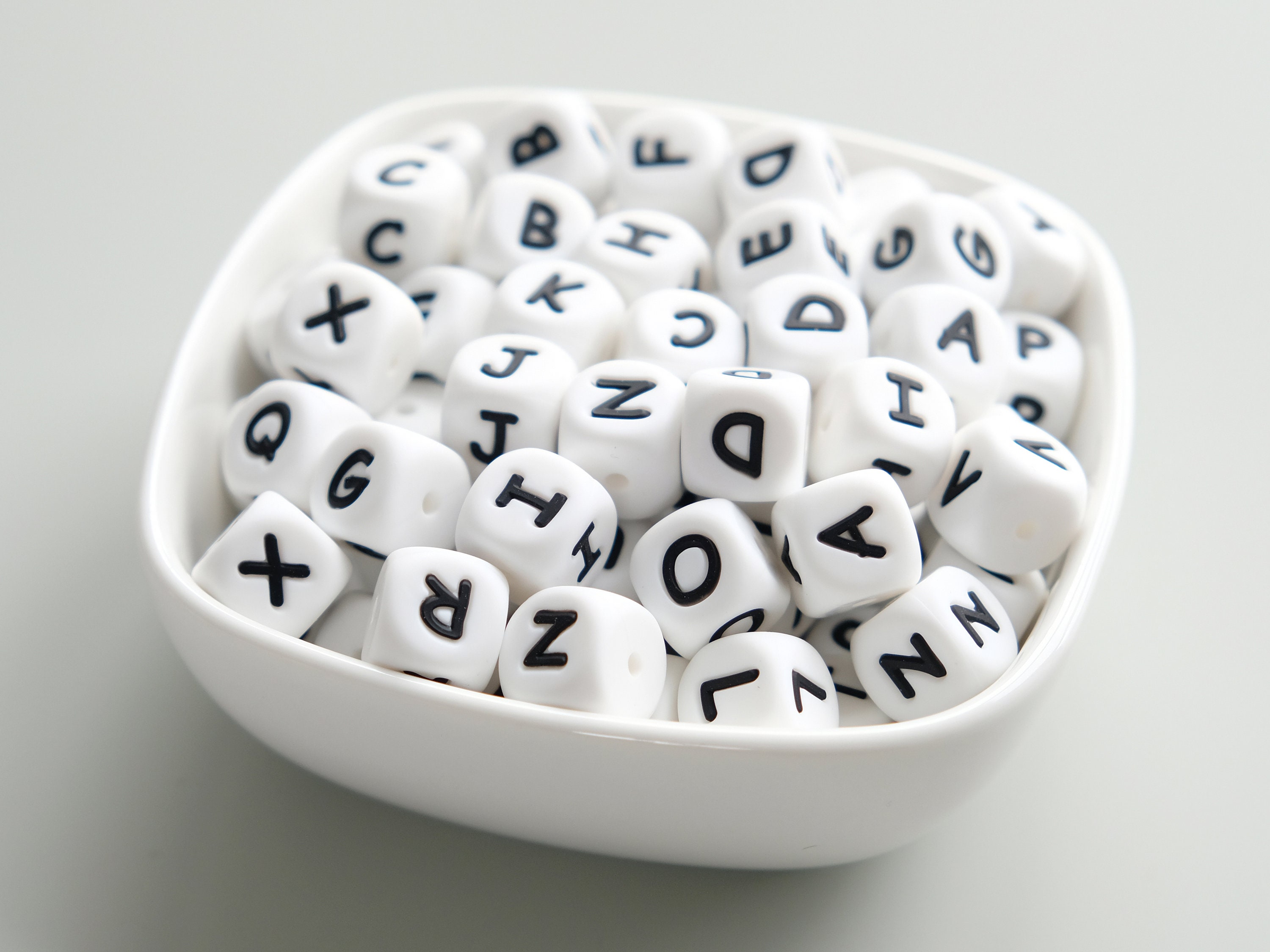 Wholesale 108 Pcs White Cube Silicone Beads Letter Number Square Dice Alphabet  Beads with 2mm Hole Spacer Loose Letter Beads for Bracelet Necklace Jewelry  Making 
