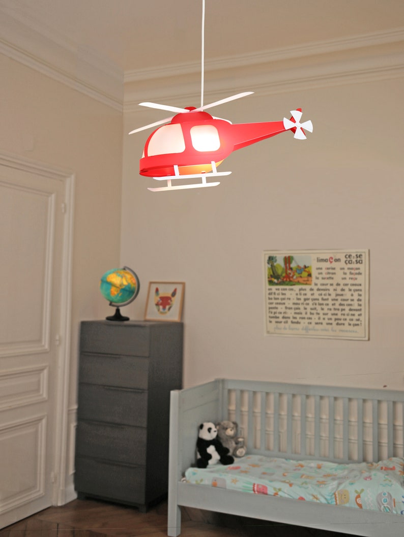 RED HELICOPTER Children's Pendant Lamp image 3
