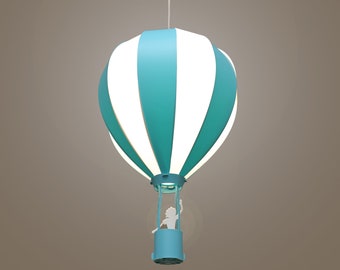 Lampe suspension enfant MONTGOLFIERE TURQUOISE