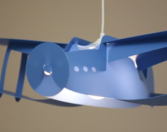 BLUE AIRPLANE children's pendant lamp