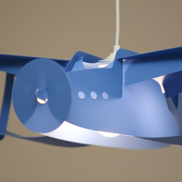 Lampe suspension enfant AVION BLEU