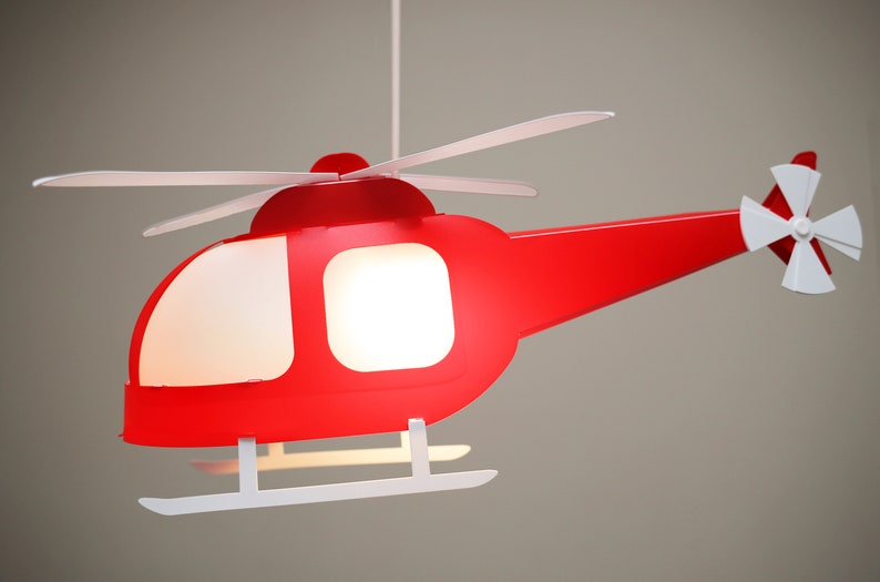 RED HELICOPTER Children's Pendant Lamp image 1