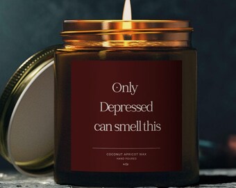 Vela Depressão, Velas Perfumadas, Vela de Aromaterapia, Vela Engraçada, Presente Único, Cera de Coco e Damasco, Vela de Autocuidado