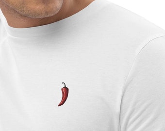 Chili pepper embroidery organic cotton t-shirt