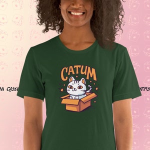 Il gatto quantistico di Schrödinger T-shirt unisex, catum in una scatola