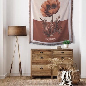 Poppy Flower Woven Blanket