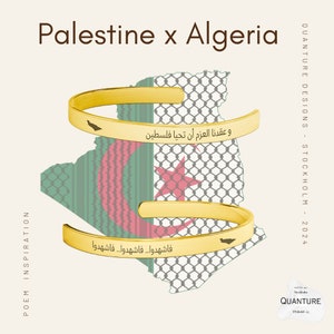 Palestina x Algerijns volkslied Manchetarmband, gepersonaliseerde achterkant