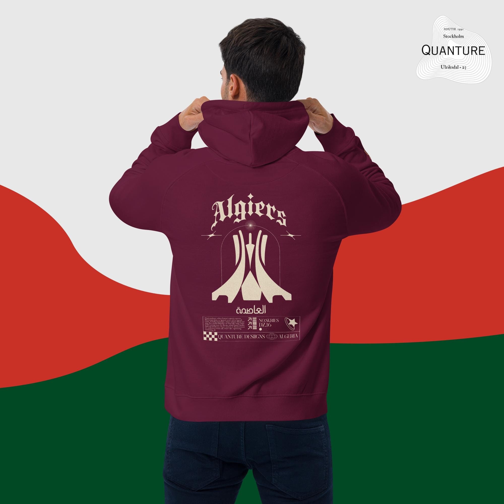 Sweat à Capuche Algérie DZ - Hoodie Avec Impression D'Alger Au Dos, Coupe Classique