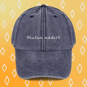 Embroided Vintage Hat, Gluten addict, Pasta