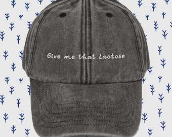 Embroided funny Vintage Hat, lactose