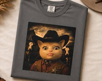 Cowboy Cat Doll Meme Shirt, Funny Disgusted Cat Graphic Tee, Western Weirdcore Y2K Vintage Comfort Colors Shirt