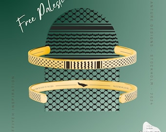 Palestine Kuffiyeh Bracelet, Gold plated, pattern minimalist jewellery