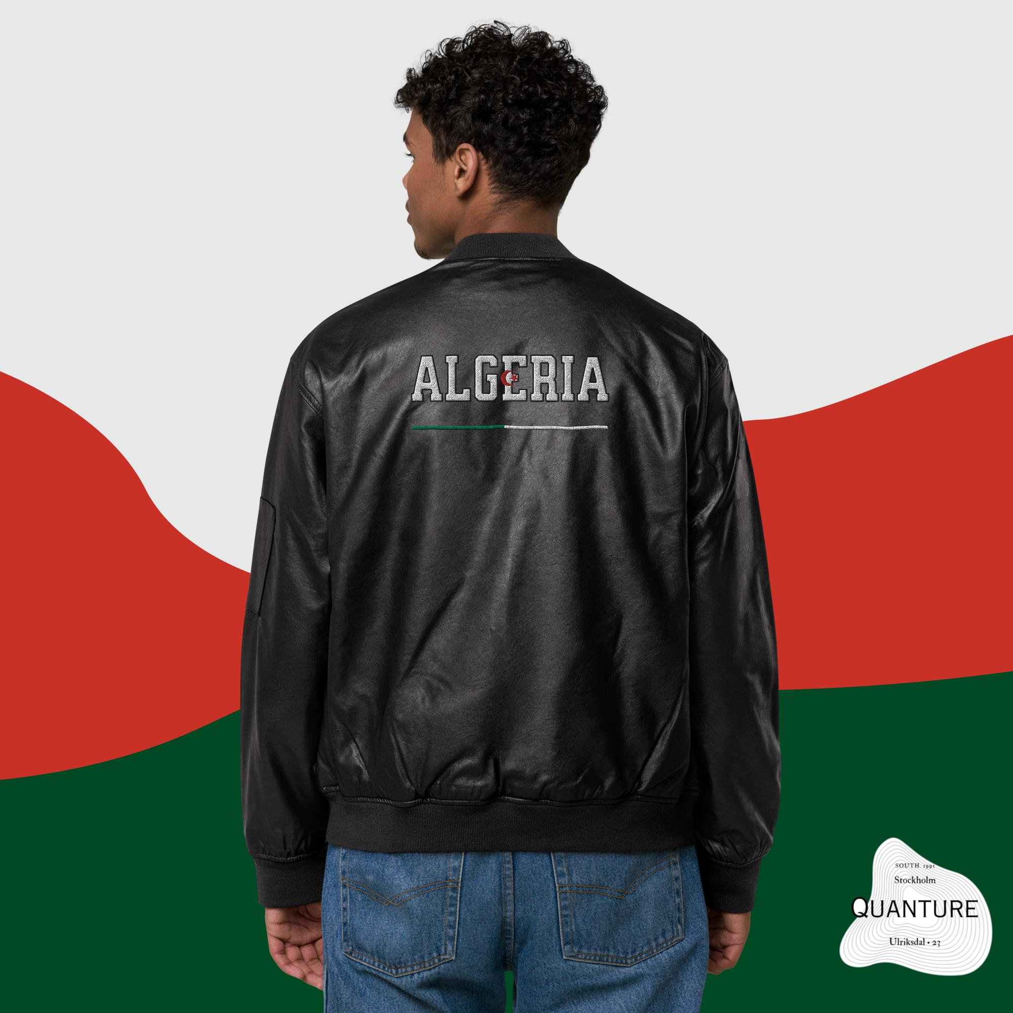 Algeria Embroided Leather Bomber Jacket - Etsy