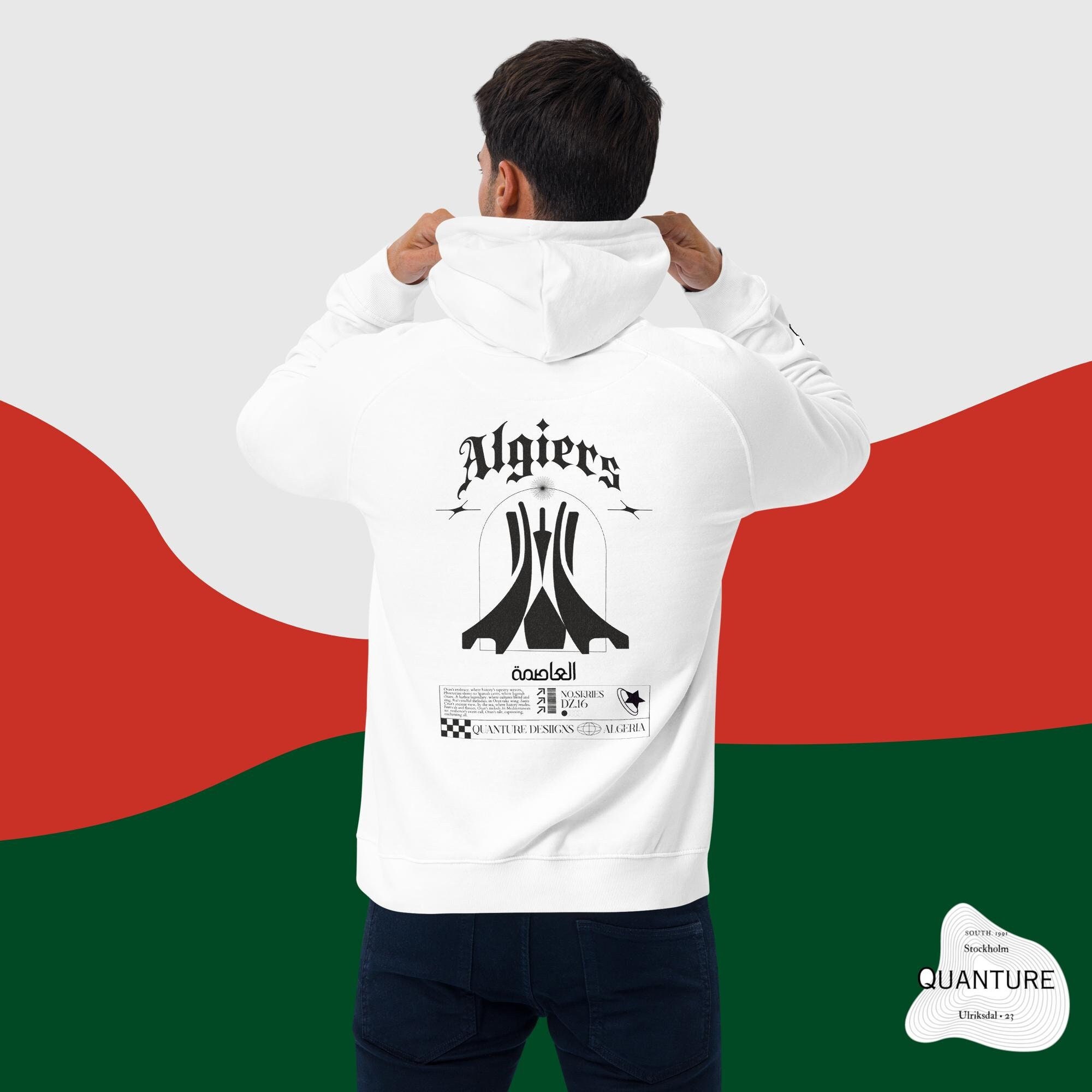 Sweat à Capuche Algérie DZ – Illustration D'Alger Au Dos – Cadeau Personnalisé, Culture Algérienne – Coupe Classique, 241g - 12