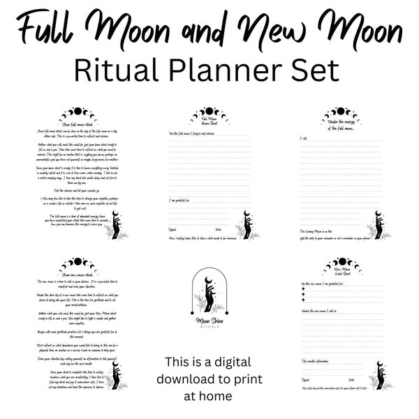 Full Moon Burn Sheet, New Moon Worksheet, Moon Ritual How To for Beginners FREE GIFT