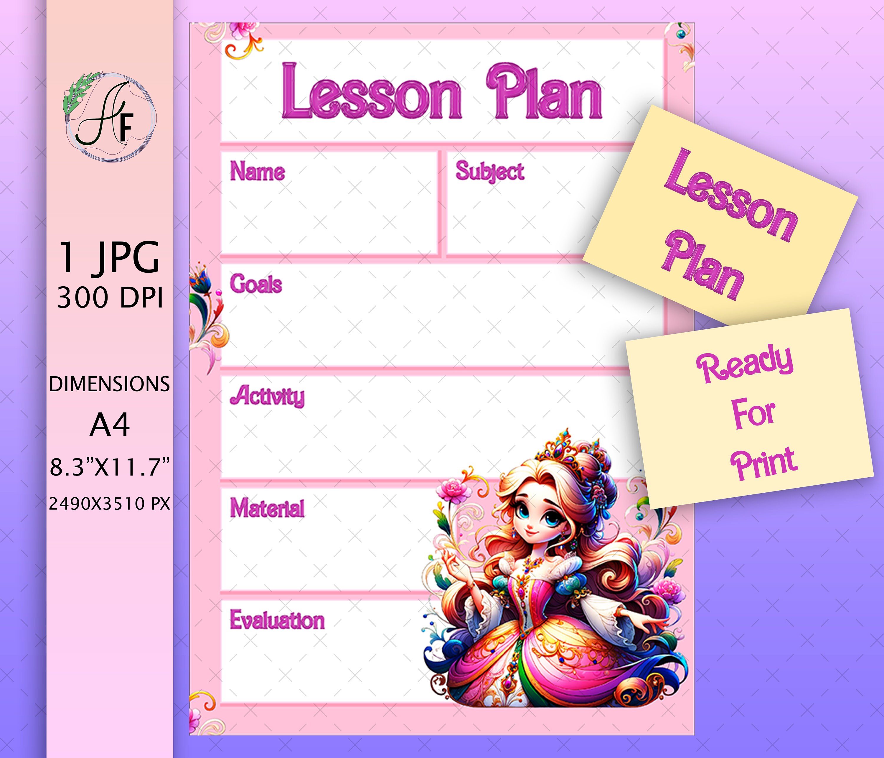 Lesson Plan Printable, Classroom Lesson Print, Homeschool Teacher Plan