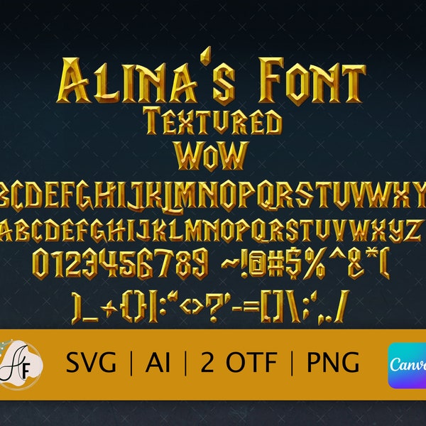 Craft War Font | WOW Textured Font | World Warcraft Font | War Font | SVG | Png | OTF | Stickers | Instant Download