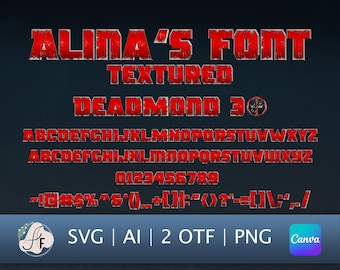 Deadpool 3D Textured Font | Deadpool Superhero Font | Deadpool SVG | AI | PNG | Deadpool Sublimation | Instant Download