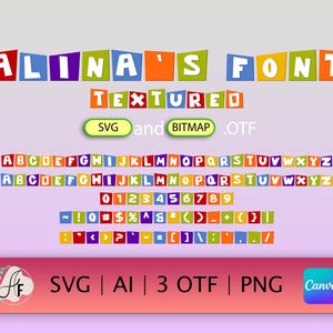 Fuente de juego caprichosa / Escritura de dibujos animados para niños / Tipografía infantil colorida / Letras divertidas / SVG OTF PNG / Fuente alegre para niños, descarga instantánea