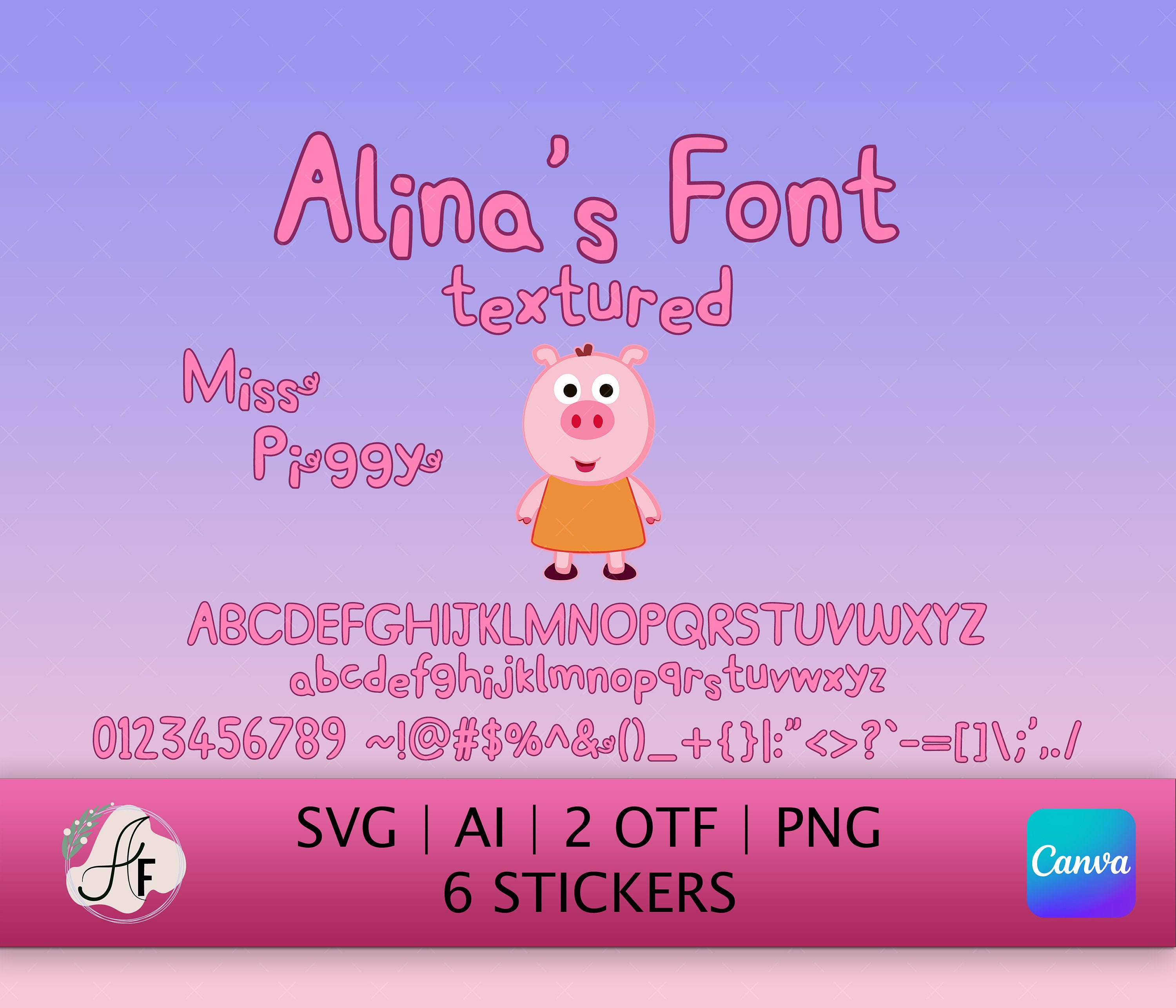 Alina s Real Font Piggy Textured Font Miss Piggy Font Etsy alina-s-real-font-piggy-textured-font-miss-piggy-font-etsy