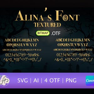Getextureerd Witching Hour-lettertype | Spellbound Sisters | SVG | AI | PNG | Lettertype Magic in the Air | Typografie The Witch's Return | Direct downloaden