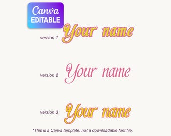 Magische anime aangepaste naam ontwerp, retro kawaii logocanvasjabloon (digitale download)