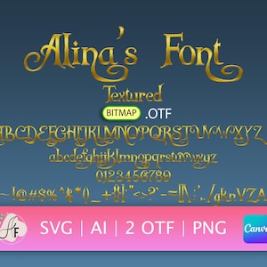 Royal Golden Hair Color Font (Magical Fairy Tale Typography OTF, SVG, PNG)