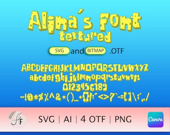 Vrolijk geel lettertype (speels cartoonachtig lettertype OTF, SVG, PNG)