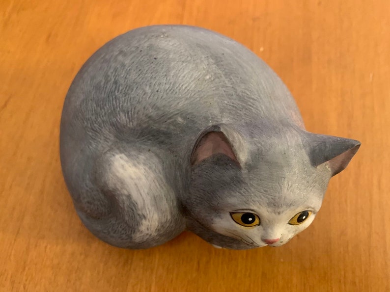 Vintage Cat Figurine Music Box Mann Cat Music Box Smiling Etsy