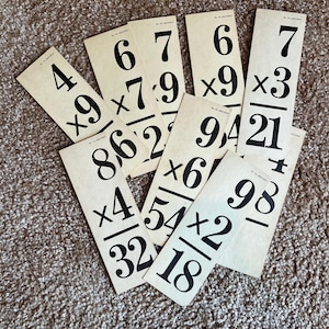 Set di flashcard di matematica vintage / 10 numeri antichi per diario e artigianato / Effimere retrò per scrapbooking / Regalo unico per insegnanti /