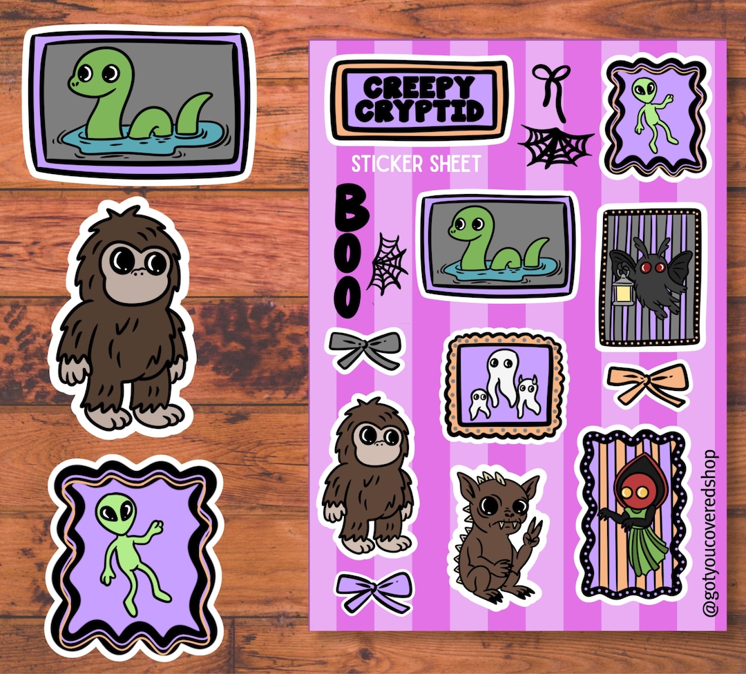 Cute Rake Cryptid Creepy Cryptids Sticker Sheet | Cute Cryptids Stickers | Junk Journal ...