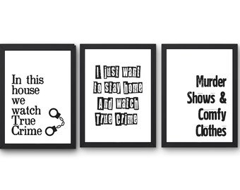 3 True Crime Prints | A5 | Home Decor Set | Pack of 3 | Documentary | Podcast | Prints Only - no frames included