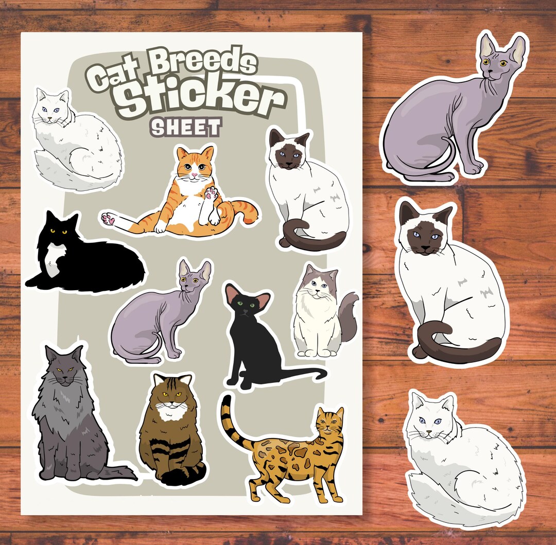 Cute Cat Sticker Sheet | Cat Lovers | Junk Journal | Crazy Cat Lad ...