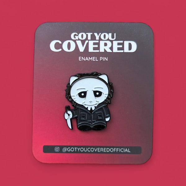 Halloween Movie Inspired Ename Pin l Badge | Cute Kitty Michael Myers | Cat Mike Myers | Horror Themed | Alternative Gifts