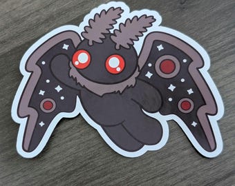 Mothman Flying Sticker | Waterproof Glossy Vinyl | 3 Sizes | Cryptid Gifts | Junk Journal | Laptop Sticker | Folklore
