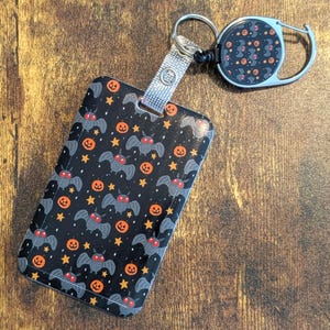 Mothman Halloween Lanyard ID Card | Work Card Holder | Access Photo Card | Pumpkins