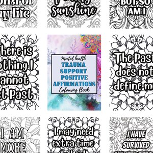 Trauma and PTSD Relief Coloring Book Pages Positive Affirmations