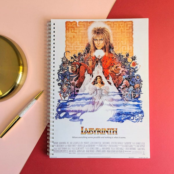 Labyrinth Inspired Movie Poster A4 Notebook | 150 Lined Pages | High-Quality 250gsm Satin Photo Paper | Gift | Cinema Lovers | Stationery