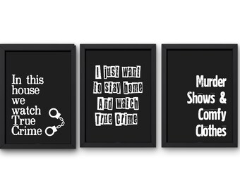 3 True Crime Prints | A5 Home Decor Set | Pack of 3 | Prints Only - no frames included