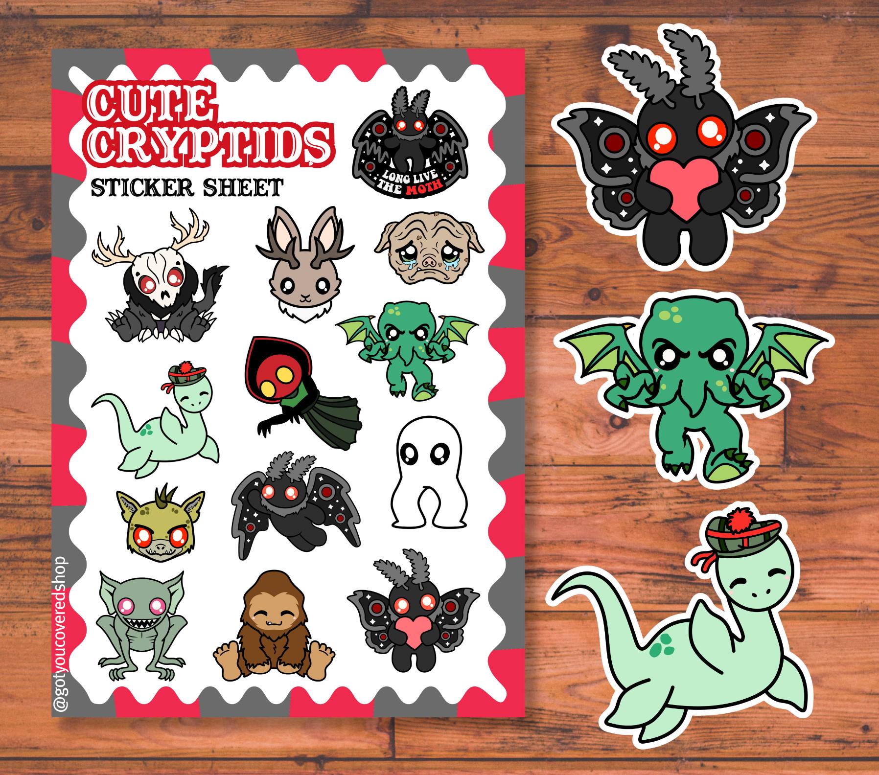 Cute Rake Cryptid Cryptid Sticker Sheet | Cute Cryptids Stickers | Junk Journal | Mothman ...