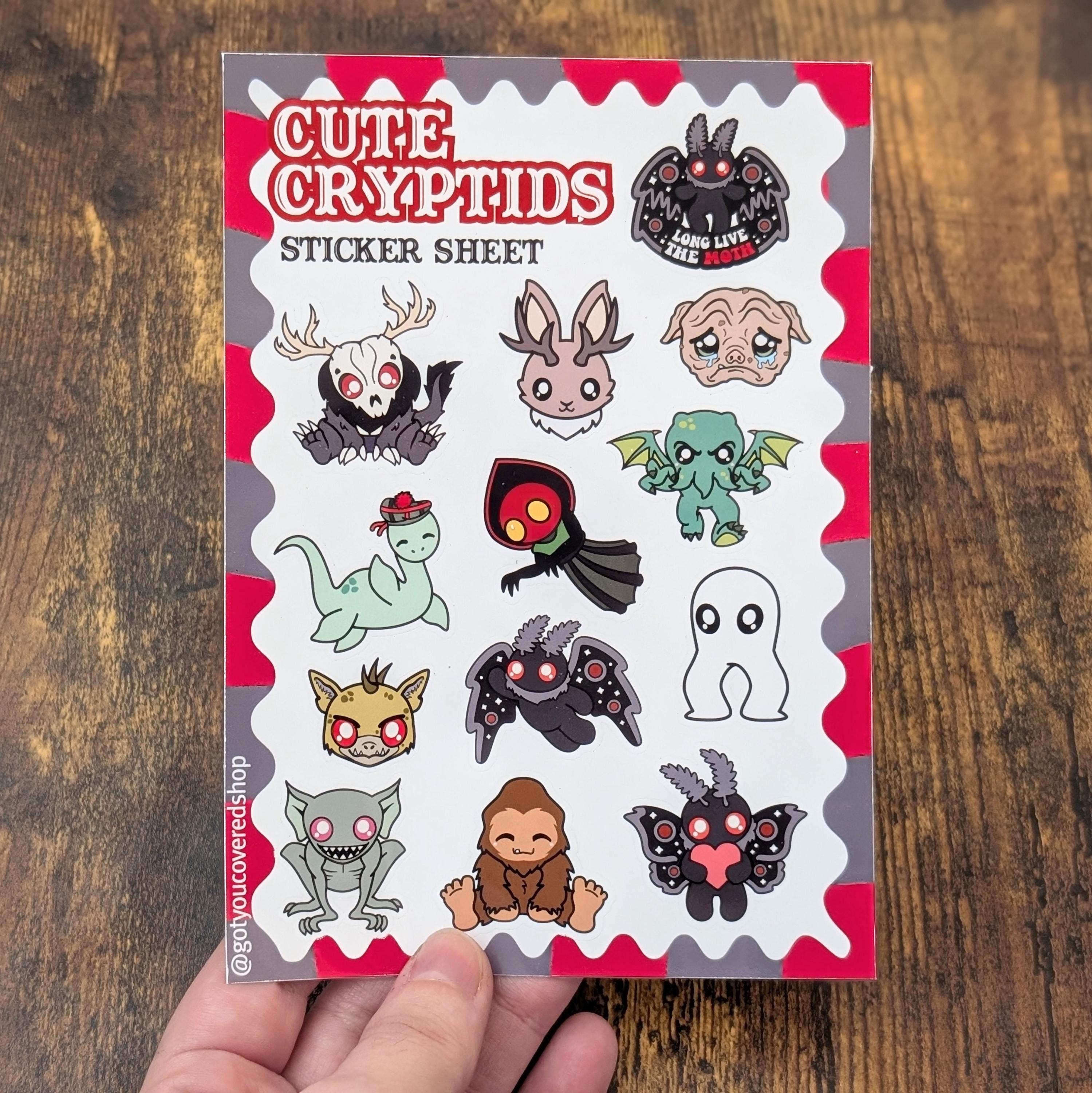 Cryptid Sticker Sheet | Cute Cryptids Stickers | Junk Journal | Mothman ...