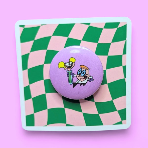 Dexter and Dee Dee Inspired Badge | Safety Pin Style | Cartoon Accessories | Cartoon Merch | Iconic Y2K TV Show | Nostalgic 90s Gifts