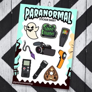 Ghost Hunting Sticker Sheet | Junk Journal  Paranormal Equipment | Spooky Stickers | Horror Gift