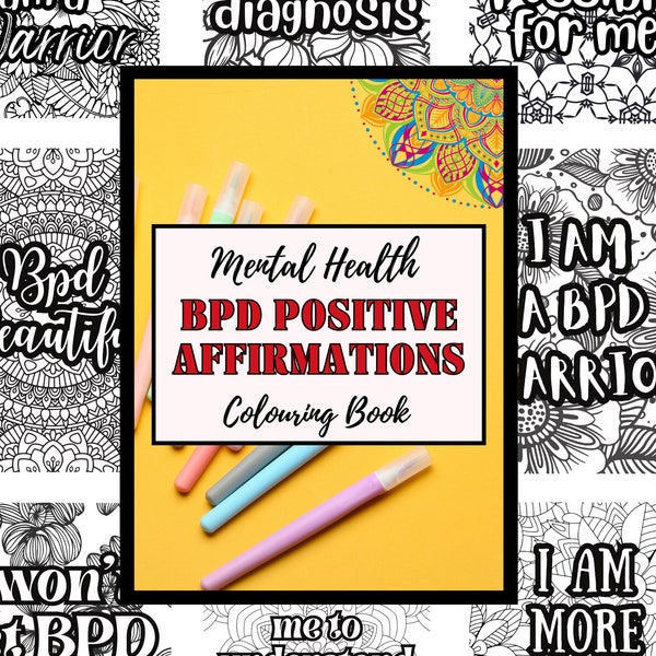 BPD Borderline Personality Disorder Coloring Pages | Positive Affirmations | Printable PDF | Mental Health Awareness |  Adult Coloring Book