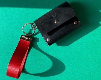 Porte-carte d’enveloppe en cuir, portefeuille minimaliste personnalisé fait à la main, Mini, noir, cartes de visite, cadeau de Noël