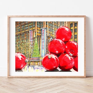 Premium Art Print | Radio City Music Hall Christmas Spectacular | Baubles | Happy Holidays | Christmas Gift | NYC Illustration |  Drawing
