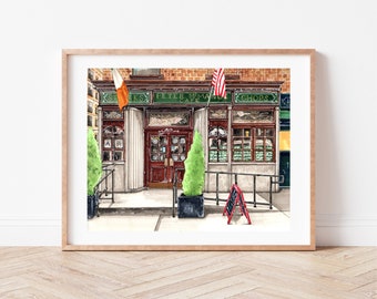 Premium Art Print | Peter McManus Cafe | Irish Bar | NYC Illustration | Storefront | Drawing | Home Decor | Wall Art | Housewarming Gifts