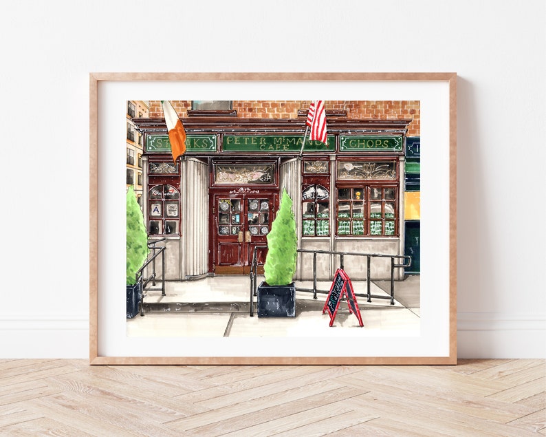 Premium Art Print Peter McManus Cafe Irish Bar NYC Illustration Storefront Drawing Home Decor Wall Art Housewarming Gifts image 1