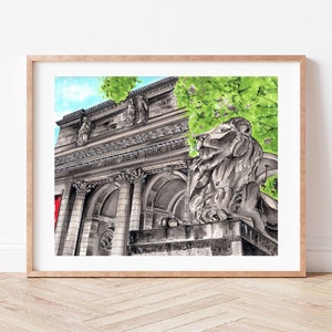 Premium Art Print | New York Public Library | NYPL | Bryant Park | NYC Illustration | Drawing | Home Decor | Wall Art | Housewarming Gifts