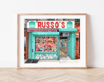 Premium Art Print | Russo's Mozzarella and Pasta | East Village | NYC Illustration | Storefront | Home Decor | Wall Art | Housewarming Gifts